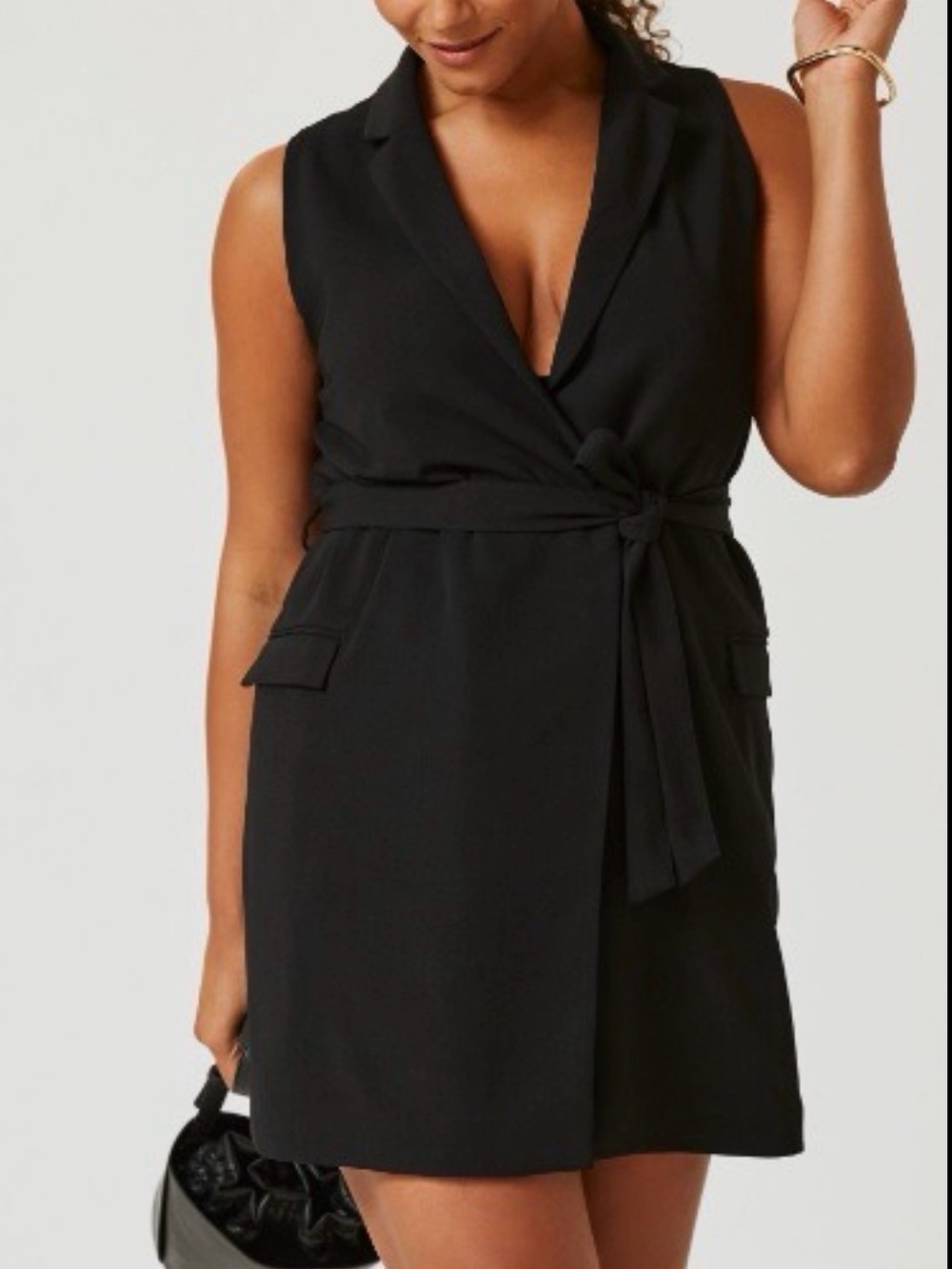 Anthropologie Black Sleeveless Wrap Blazer Mini Dress
